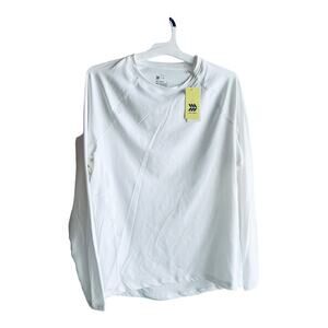 Mens Athletic Fit T Shirt LG Long Sleeve Tee White Activewear Top Upf 50 New